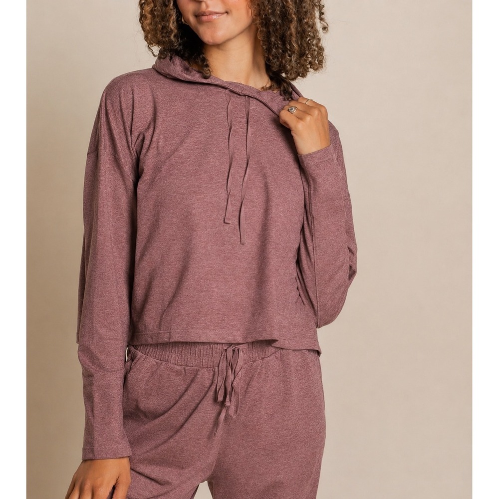 Girlfriend‎ Collective The Reset Hoodie Womens Small Mauve Cropped Pullover